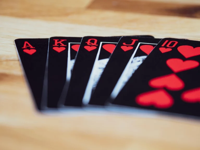 Poker cards in royal flush order